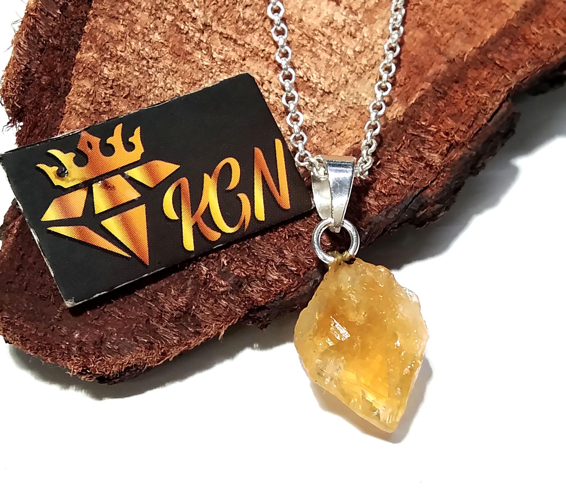 Natural Citrine Raw Gemstone Pendant, Solid 925 Starling Silver Pendant Chain Necklace, Handmade Jewelry Stone Size 18x13 mm Gift Pendant